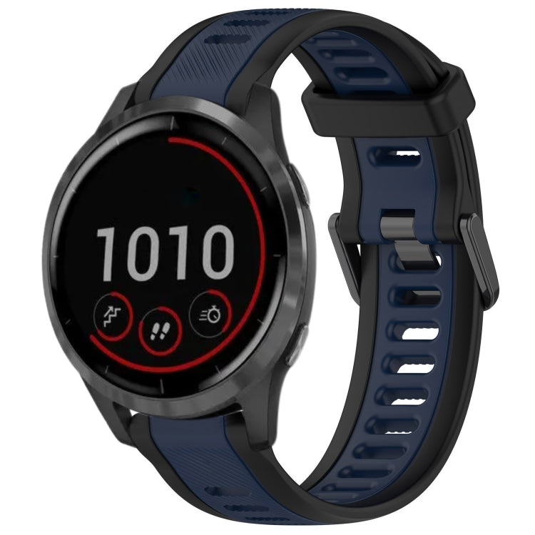 For Garmin Vivoactive 4 22mm Two Color Textured Silicone Watch Band(Midnight Blue+Black) - Watch Bands by PMC Jewellery | Online Shopping South Africa | PMC Jewellery