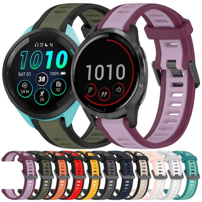 For Garmin Forerunner 255 Music 22mm Two Color Textured Silicone Watch Band(Purple) - Watch Bands by PMC Jewellery | Online Shopping South Africa | PMC Jewellery