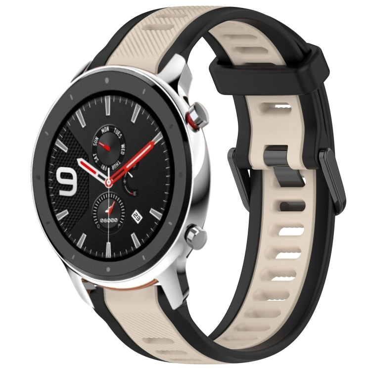 For Amazfit GTR 4 22mm Two-Color Textured Silicone Watch Band(Starlight + Black) - Watch Bands by PMC Jewellery | Online Shopping South Africa | PMC Jewellery