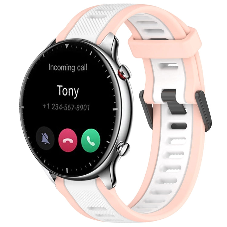 For Amazfit GTR 2 22mm Two-Color Textured Silicone Watch Band(White+Pink) - Watch Bands by PMC Jewellery | Online Shopping South Africa | PMC Jewellery