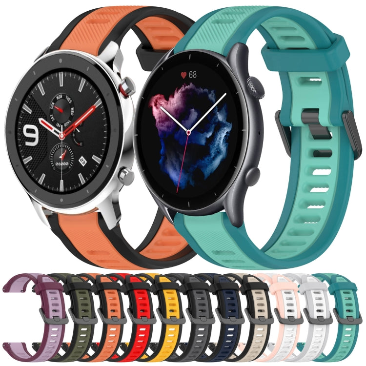 For Amazfit 3 22mm Two-Color Textured Silicone Watch Band(Starlight + Black) - Watch Bands by PMC TechLife | Online Shopping South Africa | PMC TechLife
