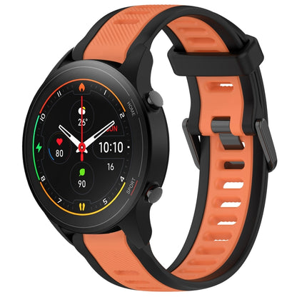 For Xiaomi MI Watch S1 Pro 22mm Two Color Textured Silicone Watch Band(Orange+Black) - Watch Bands by PMC Jewellery | Online Shopping South Africa | PMC Jewellery