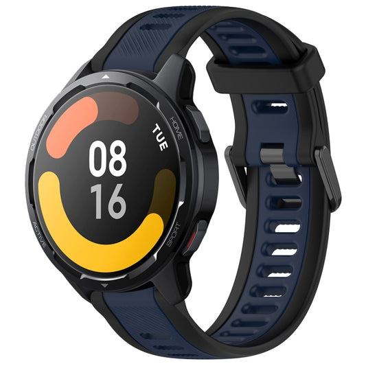 For Xiaomi Watch S1 Active 22mm Two Color Textured Silicone Watch Band(Midnight Blue+Black) - Watch Bands by PMC Jewellery | Online Shopping South Africa | PMC Jewellery