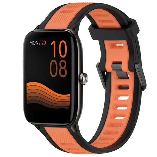 For Xiaomi Haylou GST LS09B 22mm Two Color Textured Silicone Watch Band(Orange+Black) - Watch Bands by PMC Jewellery | Online Shopping South Africa | PMC Jewellery