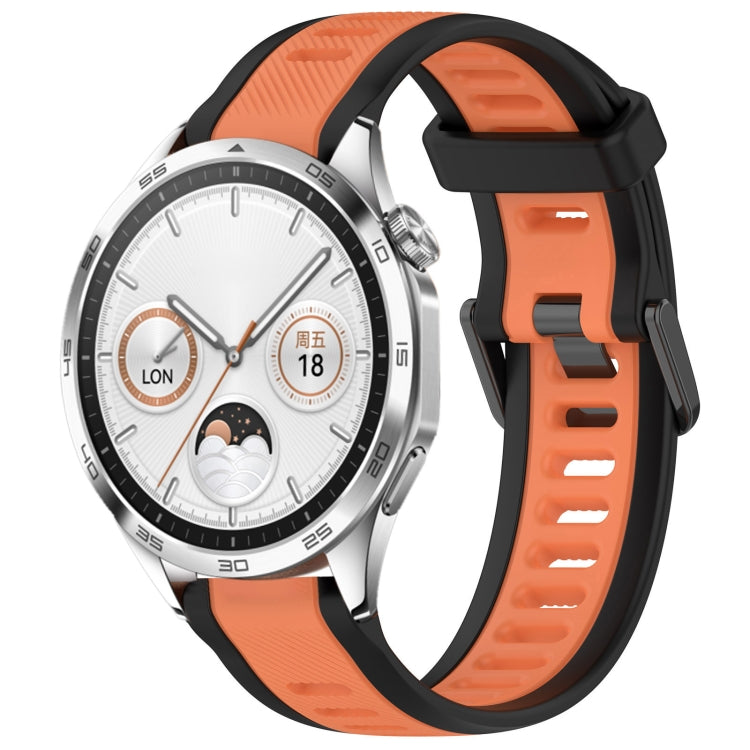 For Huawei Watch GT4 46mm 22mm Two Color Textured Silicone Watch Band(Orange+Black) - Watch Bands by PMC Jewellery | Online Shopping South Africa | PMC Jewellery