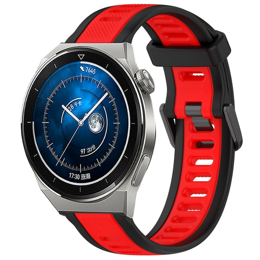 For Huawei Watch GT3 Pro 46mm 22mm Two Color Textured Silicone Watch Band(Red+Black) - Watch Bands by PMC Jewellery | Online Shopping South Africa | PMC Jewellery