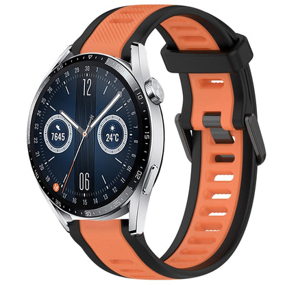 For Huawei Watch GT3 42mm 20mm Two Color Textured Silicone Watch Band(Orange+Black) - Watch Bands by PMC Jewellery | Online Shopping South Africa | PMC Jewellery