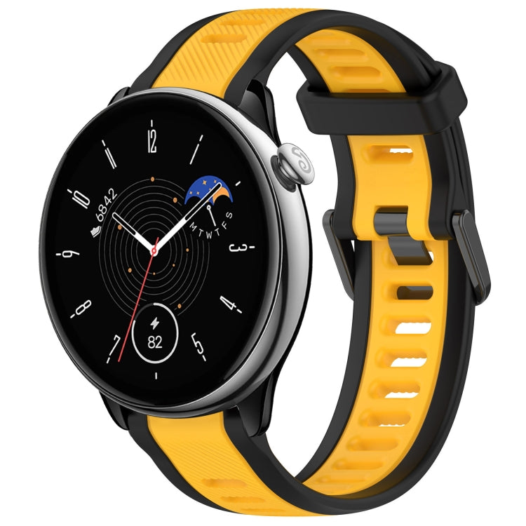 For Amazfit GTR Mini 20mm Two-Color Textured Silicone Watch Band(Yellow+Black) - Watch Bands by PMC Jewellery | Online Shopping South Africa | PMC Jewellery