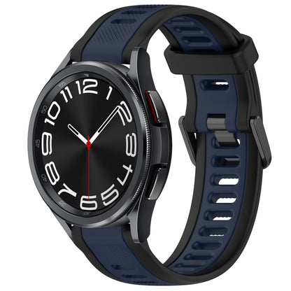 For Samsung Galaxy Watch 6 Classic 47mm 20mm Two Color Textured Silicone Watch Band(Midnight Blue+Black) - Watch Bands by PMC Jewellery | Online Shopping South Africa | PMC Jewellery