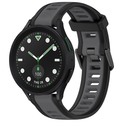 For Samsung Galaxy watch 5 Pro Golf Edition 20mm Two Color Textured Silicone Watch Band(Grey+Black) - Watch Bands by PMC Jewellery | Online Shopping South Africa | PMC Jewellery