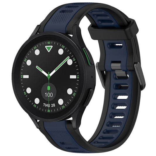 For Samsung Galaxy watch 5 Golf Edition 20mm Two Color Textured Silicone Watch Band(Midnight Blue+Black) - Watch Bands by PMC Jewellery | Online Shopping South Africa | PMC Jewellery