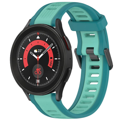 For Samsung Galaxy Watch 5 Pro  45mm 20mm Two Color Textured Silicone Watch Band(Teal) - Watch Bands by PMC Jewellery | Online Shopping South Africa | PMC Jewellery