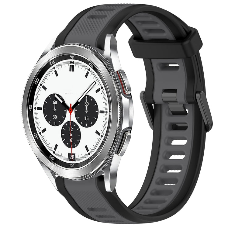 For Samsung  Galaxy Watch 4 Classic 42mm 20mm Two Color Textured Silicone Watch Band(Grey+Black) - Watch Bands by PMC Jewellery | Online Shopping South Africa | PMC Jewellery