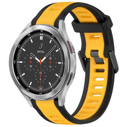 For Samsung  Galaxy Watch 4 Classic 46mm 20mm Two Color Textured Silicone Watch Band(Yellow+Black) - Watch Bands by PMC Jewellery | Online Shopping South Africa | PMC Jewellery