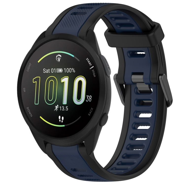 For Garmin Forerunner 165 20mm Two Color Textured Silicone Watch Band(Midnight Blue+Black) - Watch Bands by PMC TechLife | Online Shopping South Africa | PMC TechLife