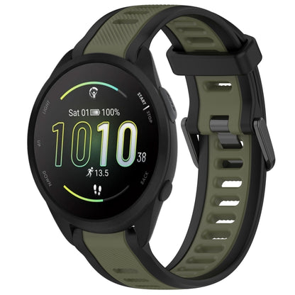 For Garmin Forerunner 165 Music 20mm Two Color Textured Silicone Watch Band(Green+Black) - Watch Bands by PMC Jewellery | Online Shopping South Africa | PMC Jewellery