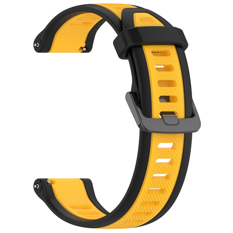 For Garmin Active 5 20mm Two Color Textured Silicone Watch Band(Yellow+Black) - Watch Bands by PMC TechLife | Online Shopping South Africa | PMC TechLife