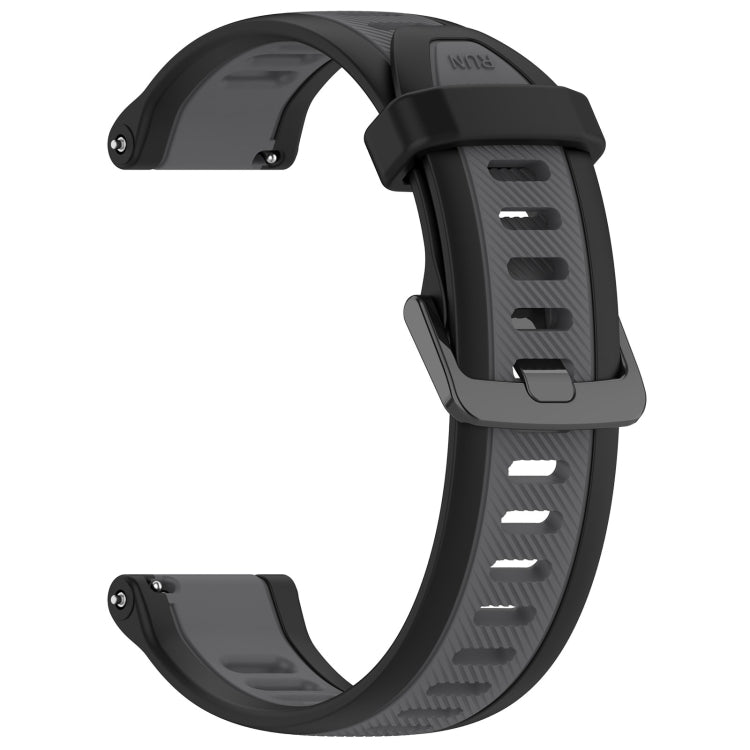For Garmin Active 5 20mm Two Color Textured Silicone Watch Band(Grey+Black) - Watch Bands by PMC TechLife | Online Shopping South Africa | PMC TechLife