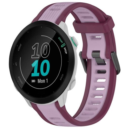 For Garmin Forerunner 55 20mm Two Color Textured Silicone Watch Band(Purple) - Watch Bands by PMC Jewellery | Online Shopping South Africa | PMC Jewellery