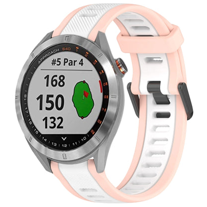 For Garmin Approach S40 20mm Two Color Textured Silicone Watch Band(White+Pink) - Watch Bands by PMC Jewellery | Online Shopping South Africa | PMC Jewellery