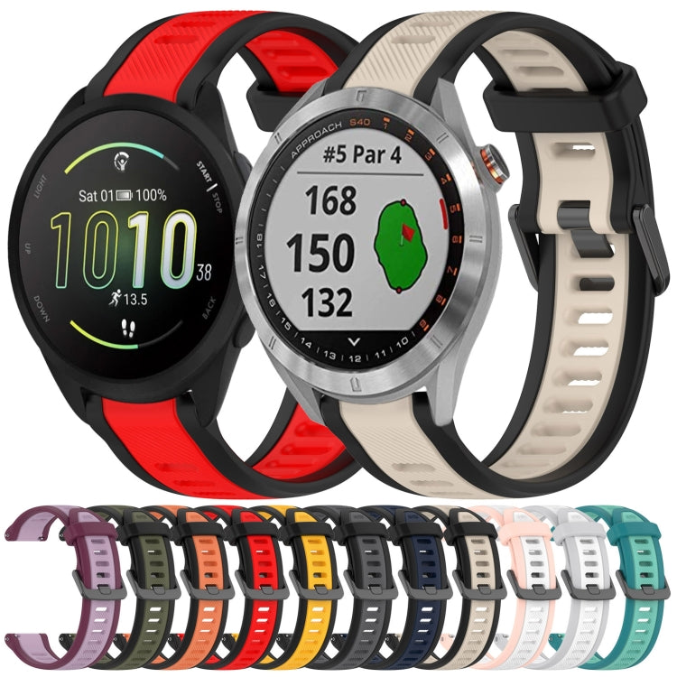 For Garmin Vivoactive 3 20mm Two Color Textured Silicone Watch Band(Starlight + Black) - Watch Bands by PMC Jewellery | Online Shopping South Africa | PMC Jewellery
