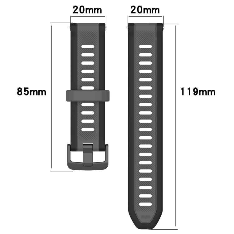 For Garmin Active 5 20mm Two Color Textured Silicone Watch Band(White+Grey) - Watch Bands by PMC TechLife | Online Shopping South Africa | PMC TechLife