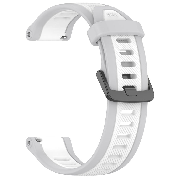 For Garmin Active S 18mm Two Color Textured Silicone Watch Band(White+Grey) - Watch Bands by PMC TechLife | Online Shopping South Africa | PMC TechLife