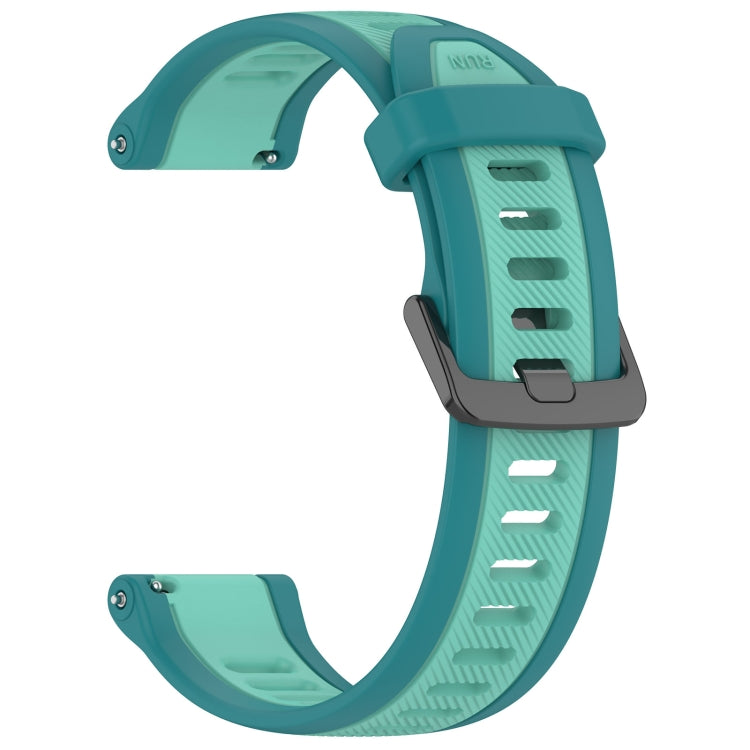 For Garmin Active S 18mm Two Color Textured Silicone Watch Band(Teal) - Watch Bands by PMC TechLife | Online Shopping South Africa | PMC TechLife