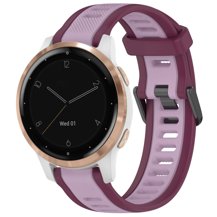 For Garmin Active S 18mm Two Color Textured Silicone Watch Band(Purple) - free shipping - PMC TechLife - Order now!