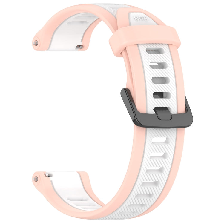 For Garmin Forerunner 255S 18mm Two Color Textured Silicone Watch Band(White+Pink) - Watch Bands by PMC TechLife | Online Shopping South Africa | PMC TechLife