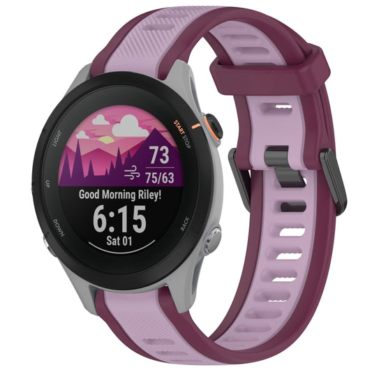 For Garmin Forerunner 255S 18mm Two Color Textured Silicone Watch Band(Purple) - Watch Bands by PMC Jewellery | Online Shopping South Africa | PMC Jewellery