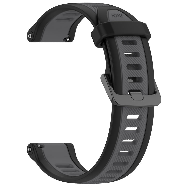 For Garmin Forerunner 255S Music 18mm Two Color Textured Silicone Watch Band(Grey+Black) - Watch Bands by PMC Jewellery | Online Shopping South Africa | PMC Jewellery