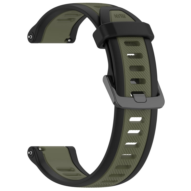 For Garmin Venu 2S 18mm Two Color Textured Silicone Watch Band(Green+Black) - Watch Bands by PMC Jewellery | Online Shopping South Africa | PMC Jewellery