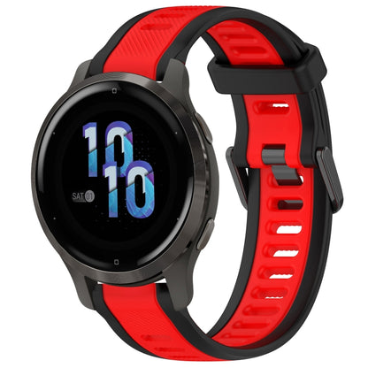 For Garmin Venu 2S 18mm Two Color Textured Silicone Watch Band(Red+Black) - Watch Bands by PMC Jewellery | Online Shopping South Africa | PMC Jewellery