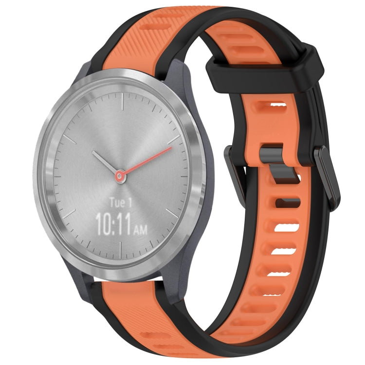For Garmin Vivomove 3S 18mm Two Color Textured Silicone Watch Band(Orange+Black) - Watch Bands by PMC Jewellery | Online Shopping South Africa | PMC Jewellery