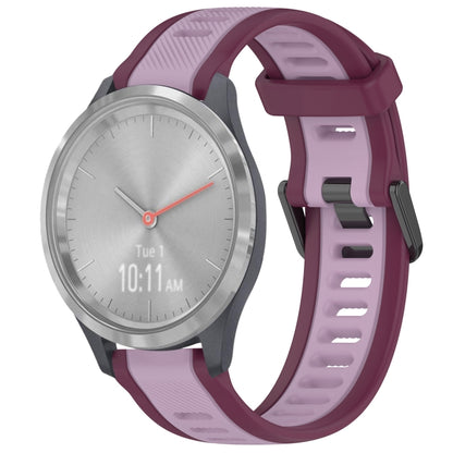 For Garmin Vivomove 3S 18mm Two Color Textured Silicone Watch Band(Purple) - Watch Bands by PMC Jewellery | Online Shopping South Africa | PMC Jewellery