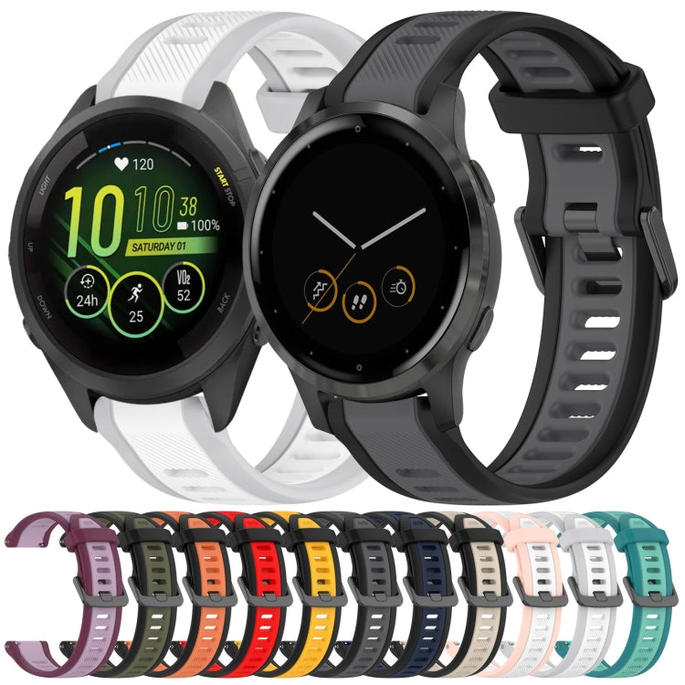 For Garmin Active S 18mm Two Color Textured Silicone Watch Band(Midnight Blue+Black) - Watch Bands by PMC TechLife | Online Shopping South Africa | PMC TechLife