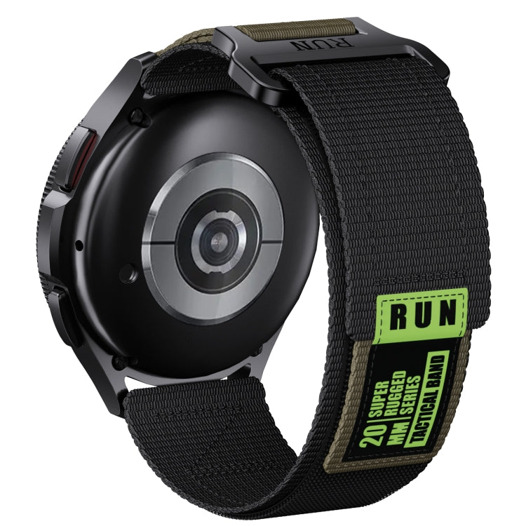 20mm Two Color Nylon Canvas Hook And Loop Fastener Watch Band(Black+Green) - 20mm Bands by PMC TechLife | Online Shopping South Africa | PMC TechLife
