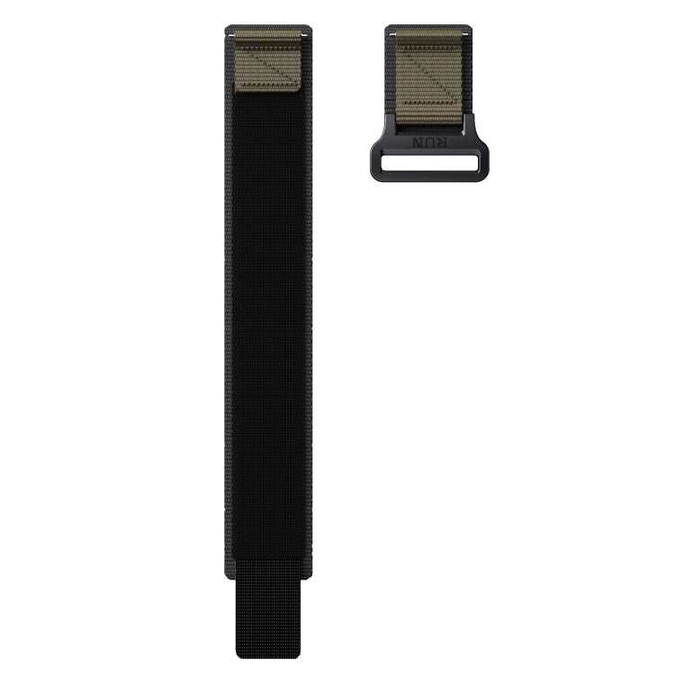 20mm Two Color Nylon Canvas Hook And Loop Fastener Watch Band(Black+Green) - 20mm Bands by PMC TechLife | Online Shopping South Africa | PMC TechLife