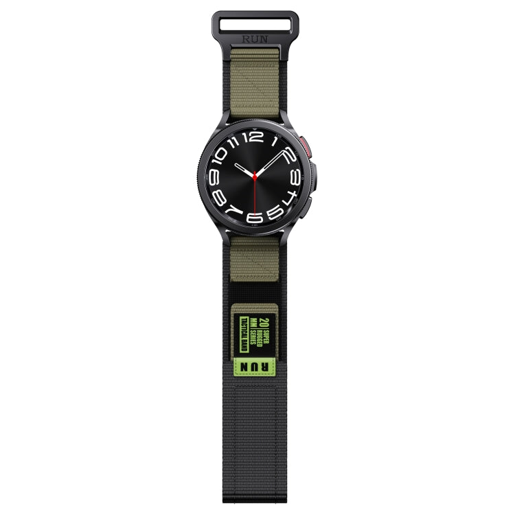 20mm Two Color Nylon Canvas Hook And Loop Fastener Watch Band(Black+Green) - 20mm Bands by PMC Jewellery | Online Shopping South Africa | PMC Jewellery