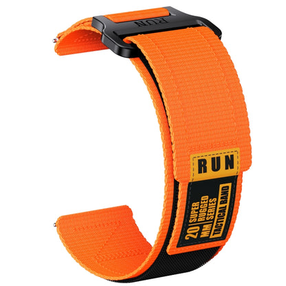 22mm Two Color Nylon Canvas Hook And Loop Fastener Watch Band(Orange+Black) - 22mm Bands by PMC Jewellery | Online Shopping South Africa | PMC Jewellery