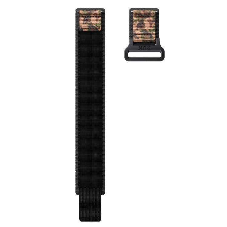 22mm Two Color Nylon Canvas Hook And Loop Fastener Watch Band(Black+Camouflage) - 22mm Bands by PMC TechLife | Online Shopping South Africa | PMC TechLife