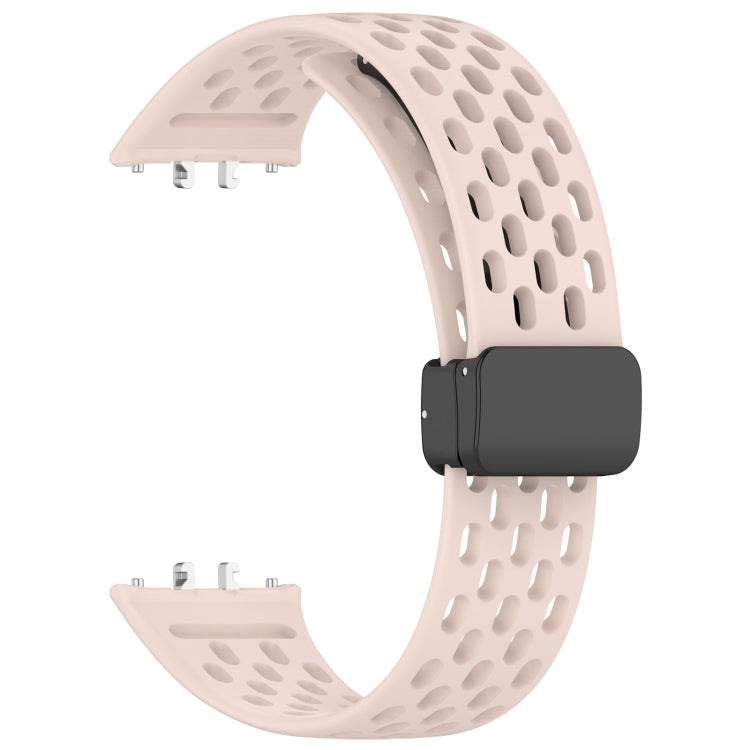 For Samsung Galaxy Fit 3 Hole Style Magnetic Folding Buckle Silicone Watch Band(Pink) - Watch Bands by PMC Jewellery | Online Shopping South Africa | PMC Jewellery