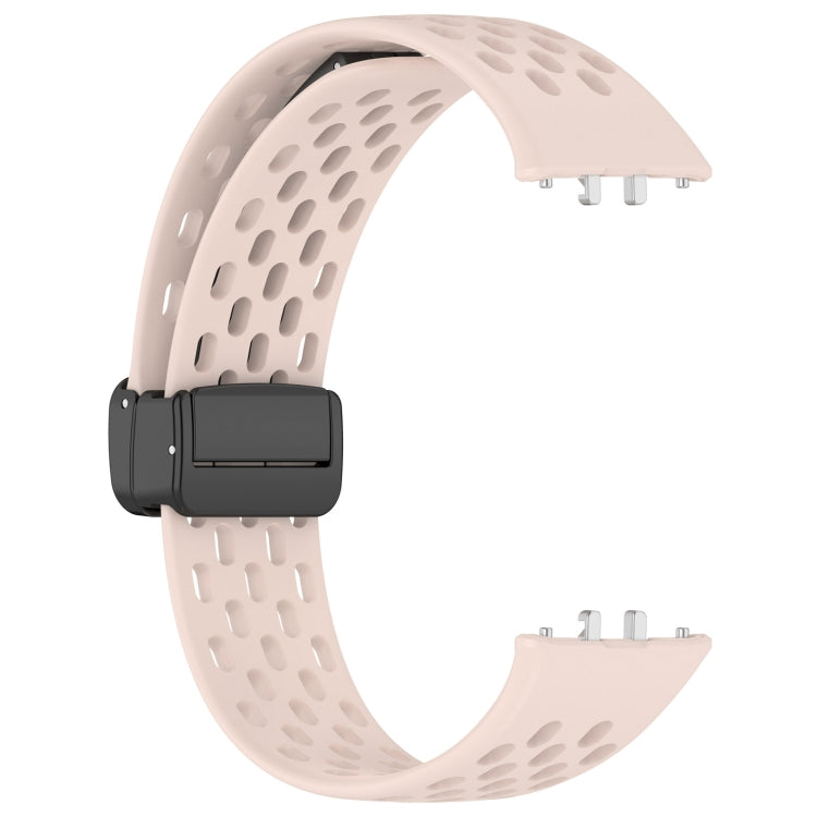 For Samsung Galaxy Fit 3 Hole Style Magnetic Folding Buckle Silicone Watch Band(Pink) - Watch Bands by PMC Jewellery | Online Shopping South Africa | PMC Jewellery