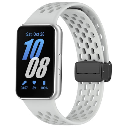 For Samsung Galaxy Fit 3 Hole Style Magnetic Folding Buckle Silicone Watch Band(Light Gray) - Watch Bands by PMC Jewellery | Online Shopping South Africa | PMC Jewellery