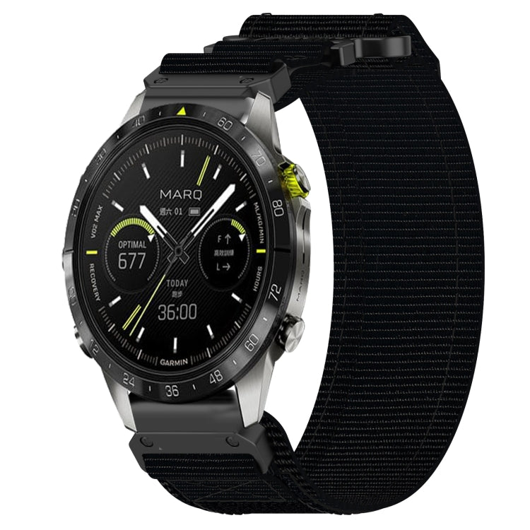 For Garmin MARQ Athlete Gen 2 22mm Nylon Hook And Loop Fastener Watch Band(Black) - free shipping - PMC TechLife - Order now!