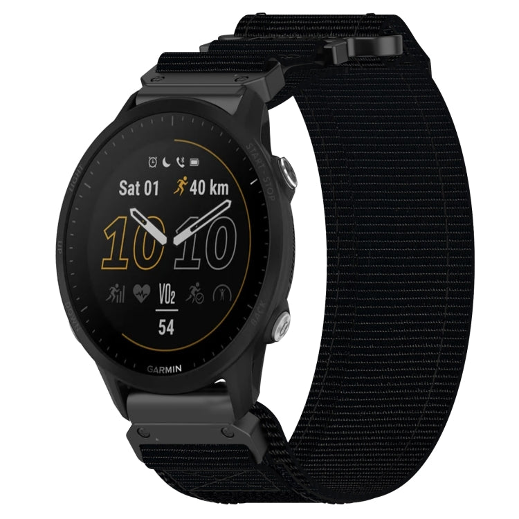 For Garmin Forerunner 955 22mm Nylon Hook And Loop Fastener Watch Band(Black) - Watch Bands by PMC TechLife | Online Shopping South Africa | PMC TechLife