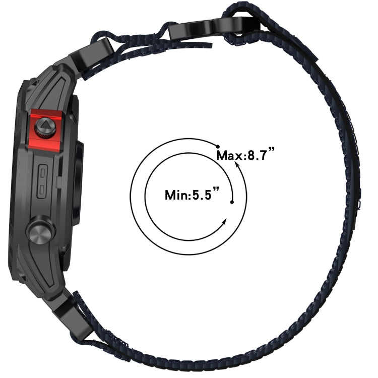 For Garmin Fenix 5 22mm Nylon Hook And Loop Fastener Watch Band(Blue) - Watch Bands by PMC Jewellery | Online Shopping South Africa | PMC Jewellery
