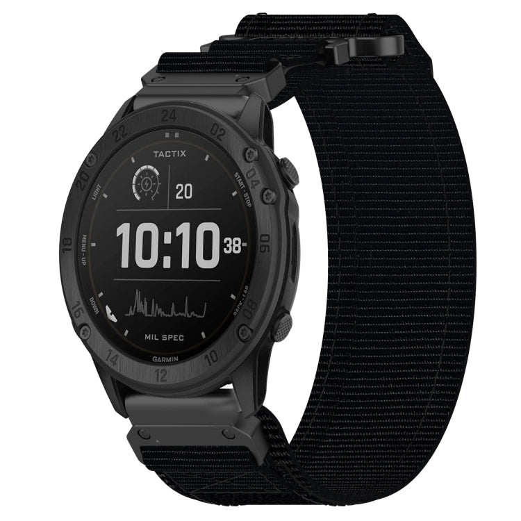 For Garmin Tactix Delta 26mm Nylon Hook And Loop Fastener Watch Band(Black) - Watch Bands by PMC TechLife | Online Shopping South Africa | PMC TechLife