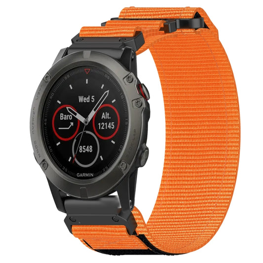 For Garmin Fenix 5X Sapphire 26mm Nylon Hook And Loop Fastener Watch Band(Orange) - Watch Bands by PMC Jewellery | Online Shopping South Africa | PMC Jewellery